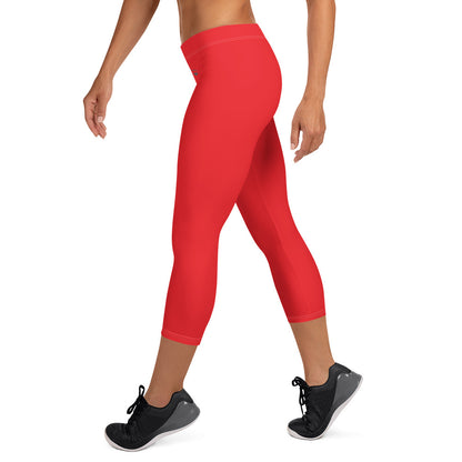 Luxe Comfort: Red Capri Leggings - Sustainable, Four-Way Stretch