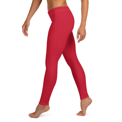 Luxe Comfort: Eco-Friendly Red High-Waisted Leggings (UPF 50+)