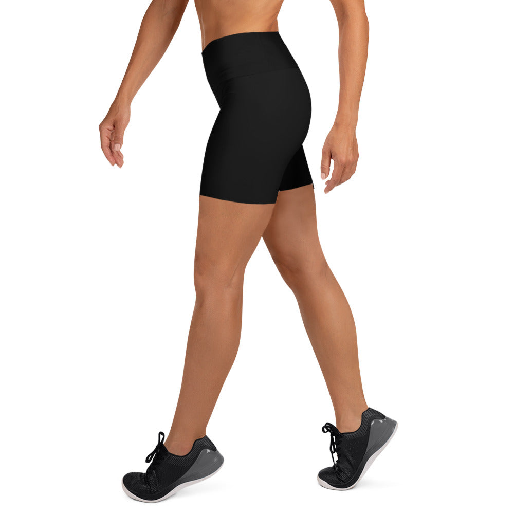 Unwind in Comfort: Luxe Black High-Waisted Yoga Shorts