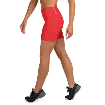Empower Your Flow: Crimson Comfort High-Waisted Yoga Shorts