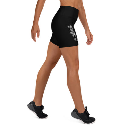 Unwind in Comfort: Luxe Black High-Waisted Yoga Shorts